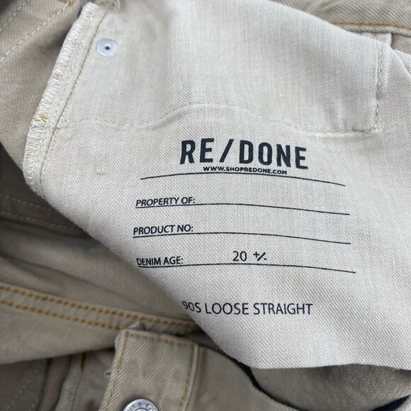 Re/Done Women's Size 28 Washed Khaki 90s Loose Straight Jeans Raw Hem Vintage - Picture 5 of 14
